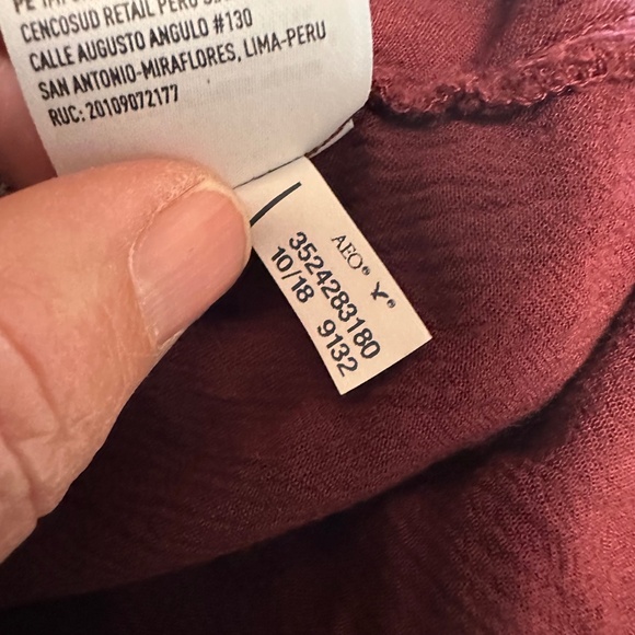 AMERICAN EAGLE Burgundy Peasant Blouse M Boho Top Cottagecore Festival Casual - Picture 11 of 11